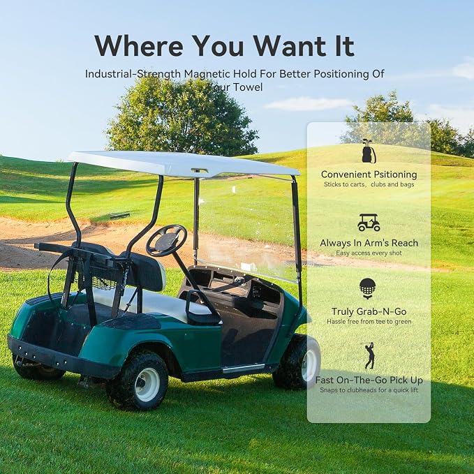 Magnetic Golf Towel with Clip and Cleaning Pocket -Ideal - Image 3