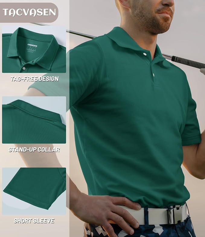 TACVASEN Mens Golf Shirt Dry Fit Mens Polo Shirts Short Sleeve Performance Golf - Image 2