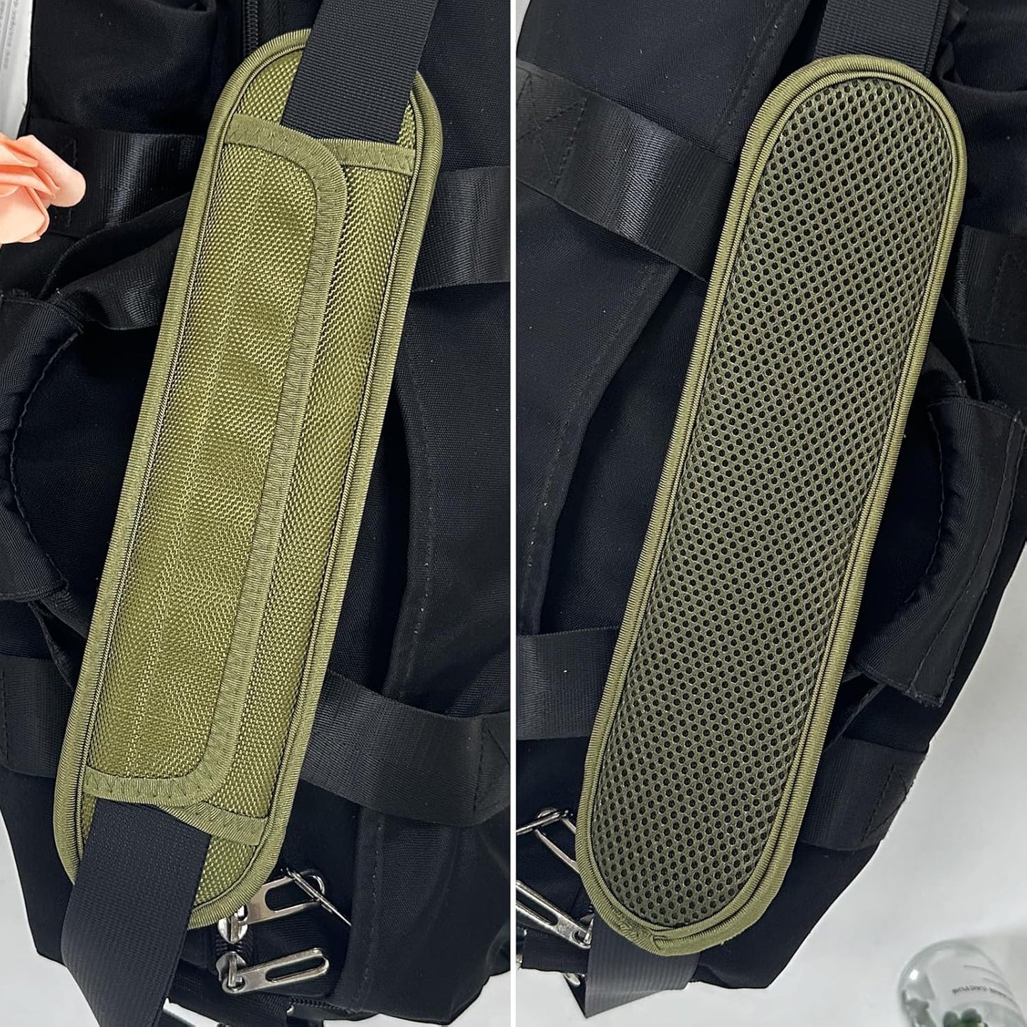2 Pack Extra Thick Shoulder Strap Pad, Universal Replacement Shoulder Pad, for Shoulder Bags, Detachable Shoulder Strap Pad Pads Help Relieve Shoulder Pain(Sandwich Mesh-Army Green)