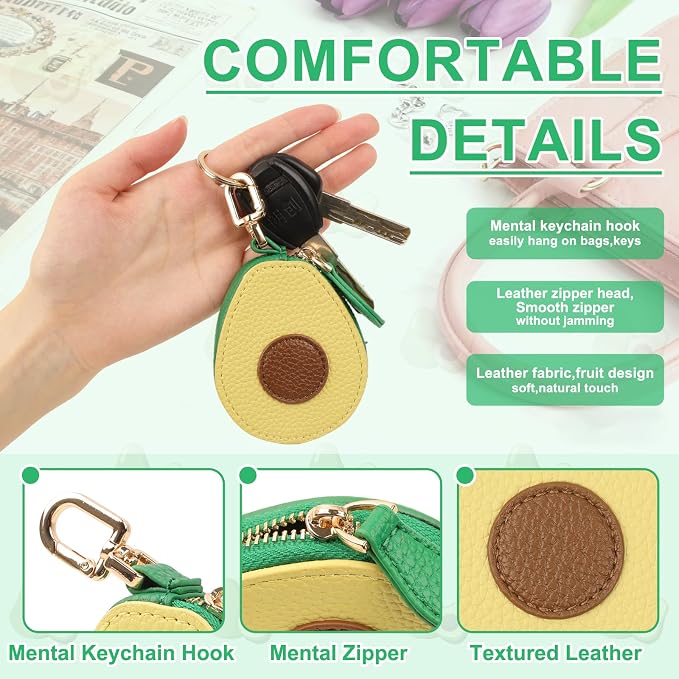 XSUIOY Orange Fruit Coin Purse Keychain Bag Charm, Mini Leather Coin Purse & - Image 3
