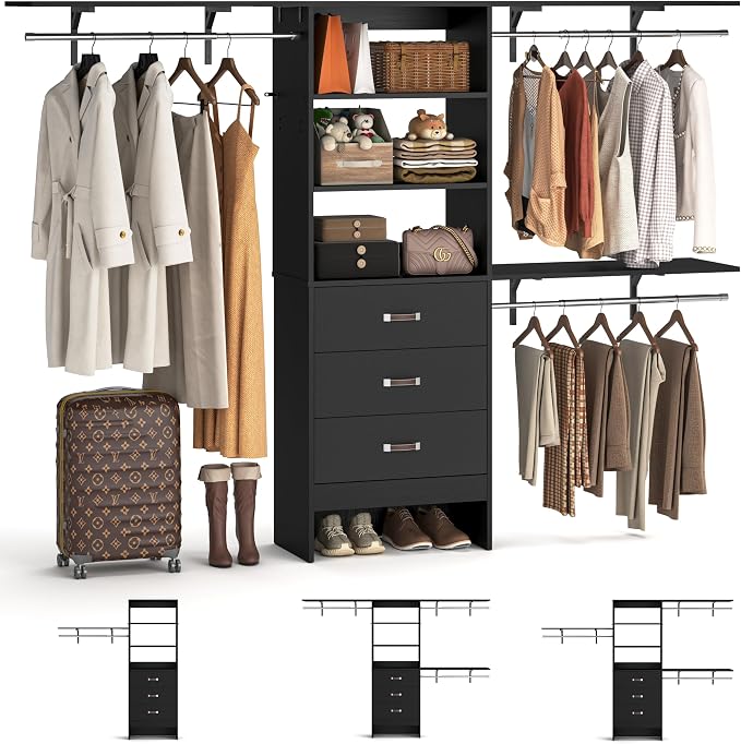 8FT Closet System, Wall Mount Bedroom Wardrobe by iSunirm