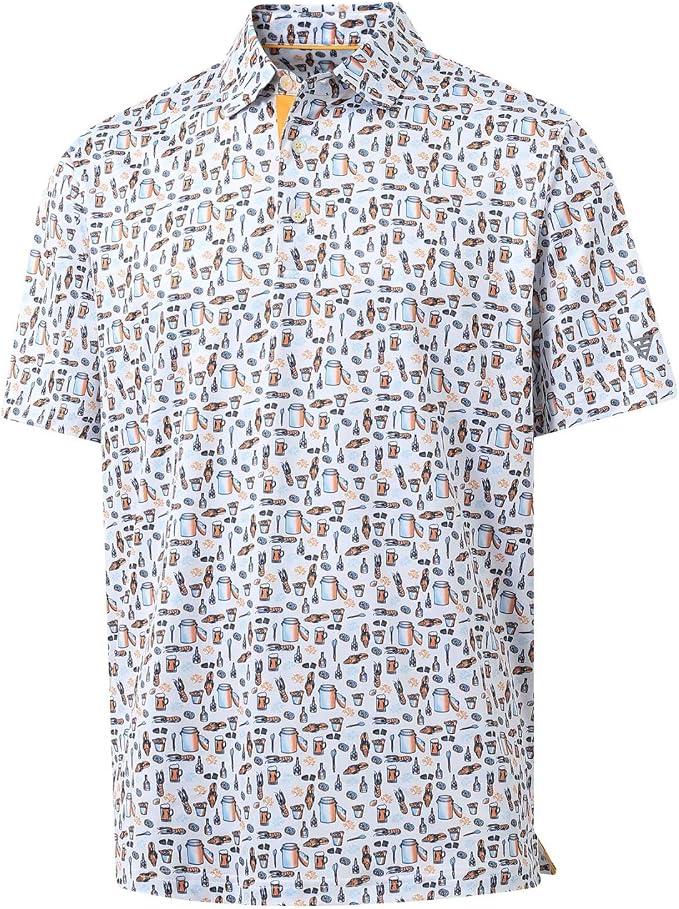 M MAELREG Mens Golf Shirt Short Sleeve Dry Fit Print Moisture Wicking by MAELREG
