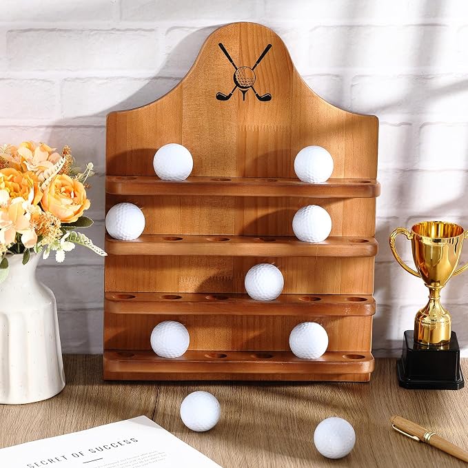 Marsui Wooden Golf Ball Display Case 24 Balls Wall Mounted Golf Ball Display - Image 4