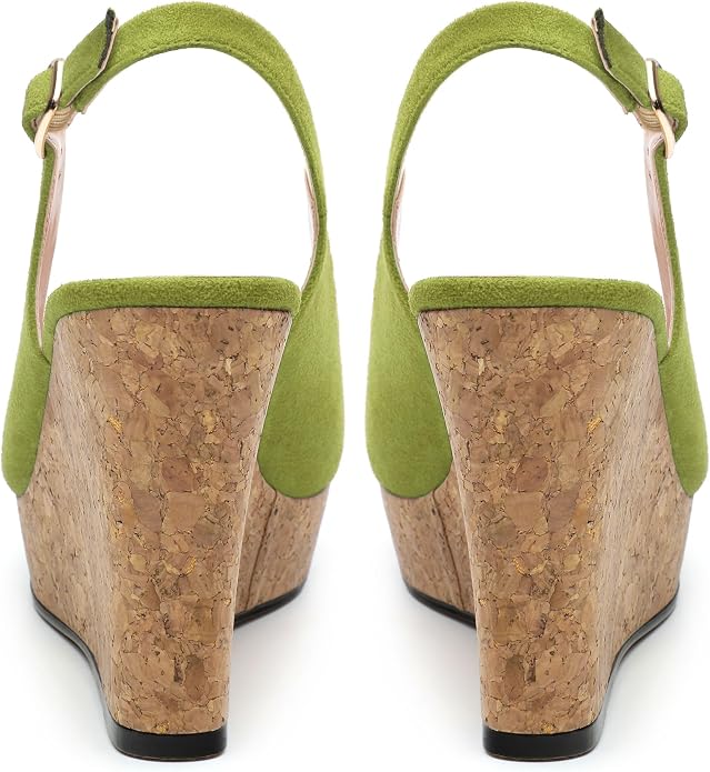 Womens Wedge Platform Sandals Peep Open Toe Slingback Buckle High Heel Dress - Image 4