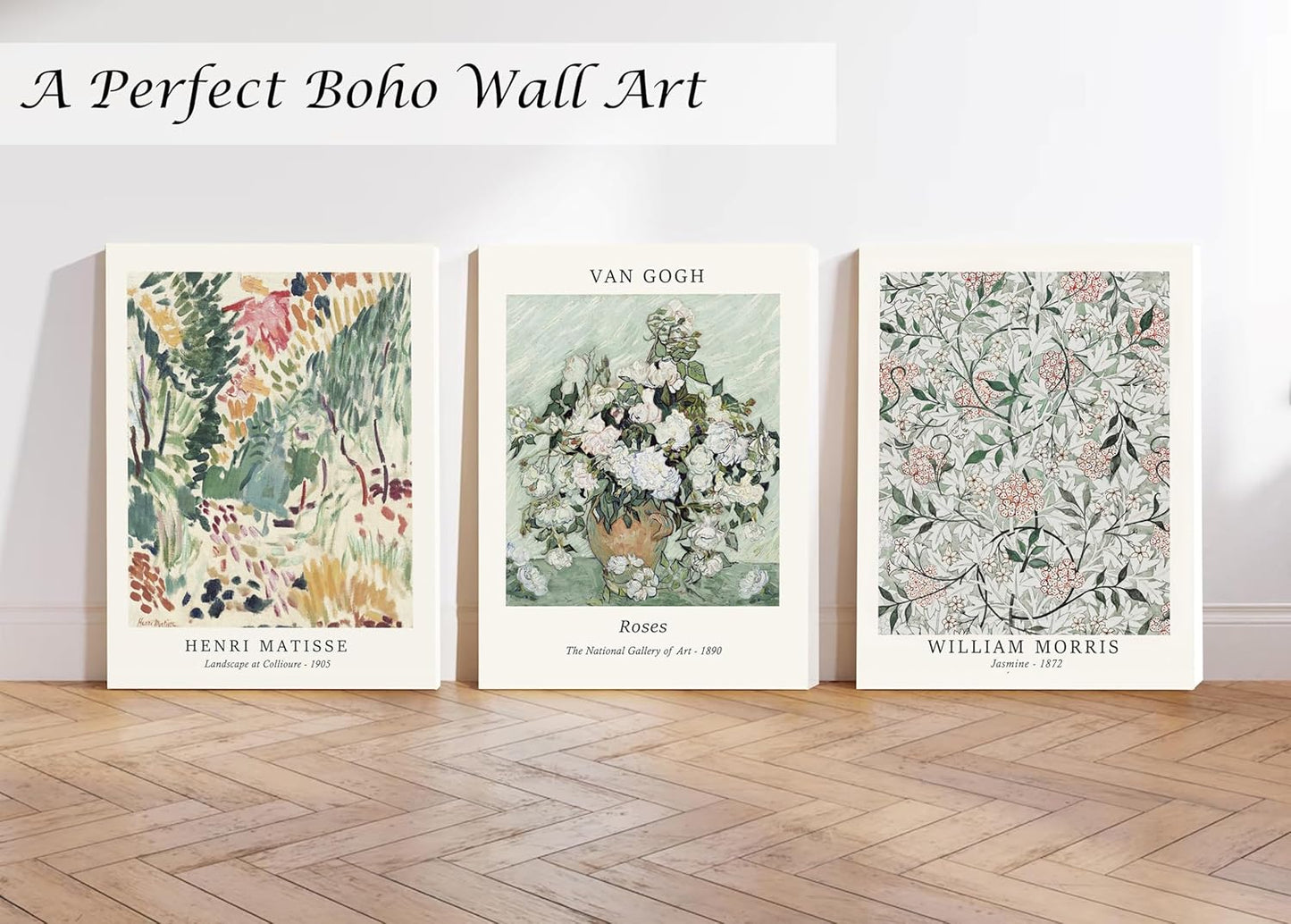 Induslyfe Framed Sage Green Vintage Wall Art Canvas Decor Set of 3, Matisse Wall Art Prints Posters Mid Century Modern Art, Aesthetic Floral Botanical wall art for bedroom, living room, bathroom 12x16