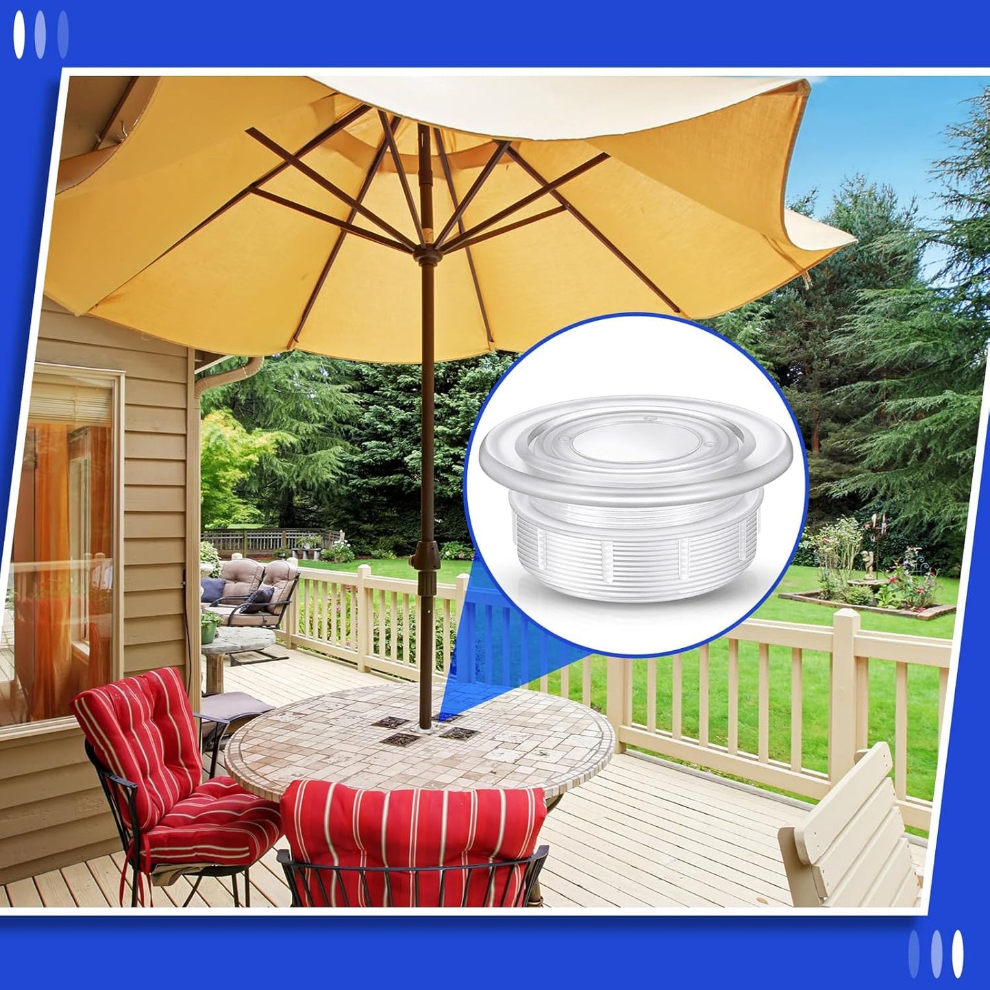 2 Sets Patio Table Umbrella Hole Ring Plug Cap Set, Outdoor Parasol Table Hole Cover Insert Thicker Patio Plug Ring for Outdoor, Yard, Garden(Clear)