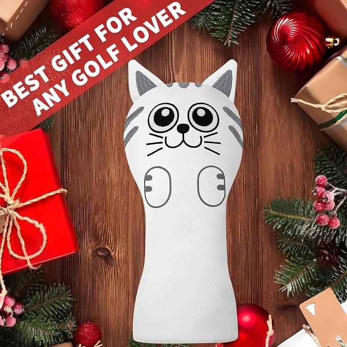 Golf Kitty Head Cover Golf Club White Leather Headcovers 1pc/4pcs Set Fits - Image 9