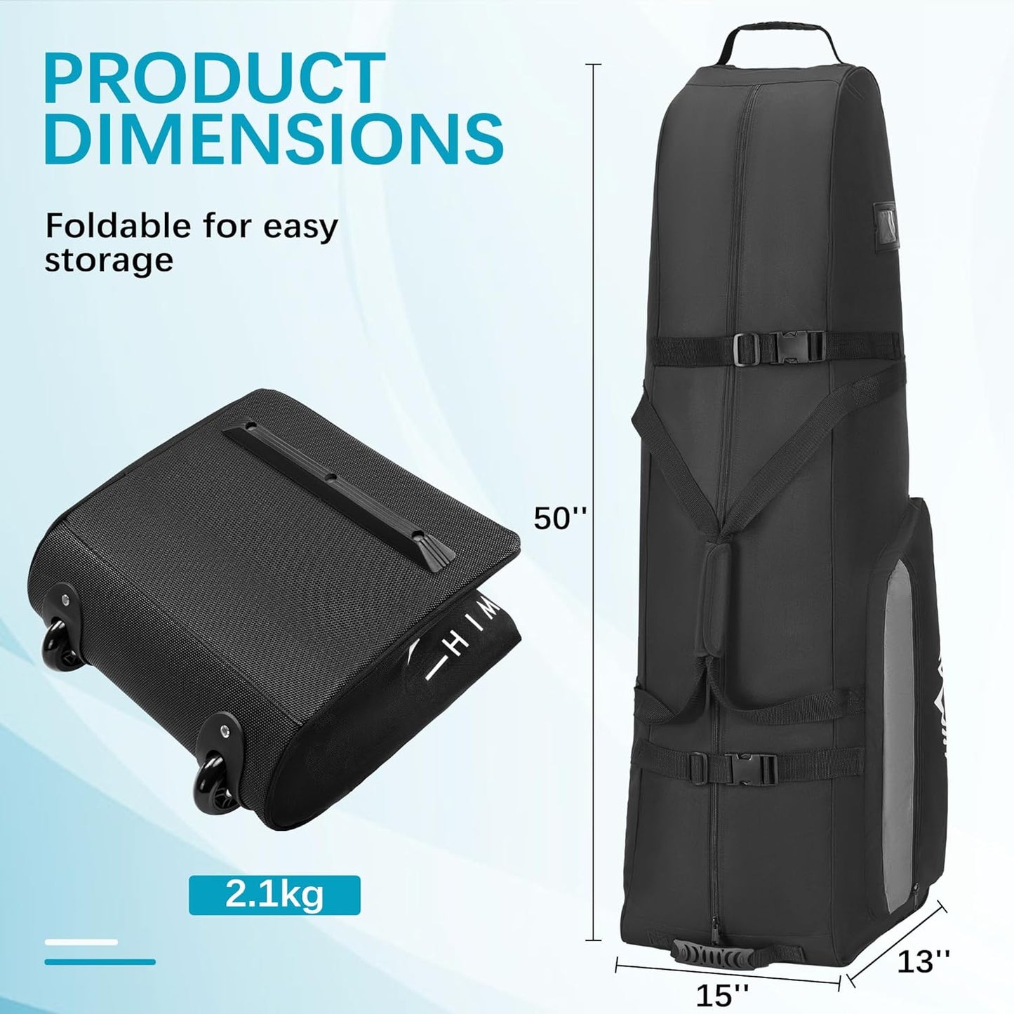 Himal Outdoors Soft-Sided Golf Travel Bag with Wheels - Heavy Duty 600D Polyester Oxford Wear-Resistant, Excellent Zipper Universal Size