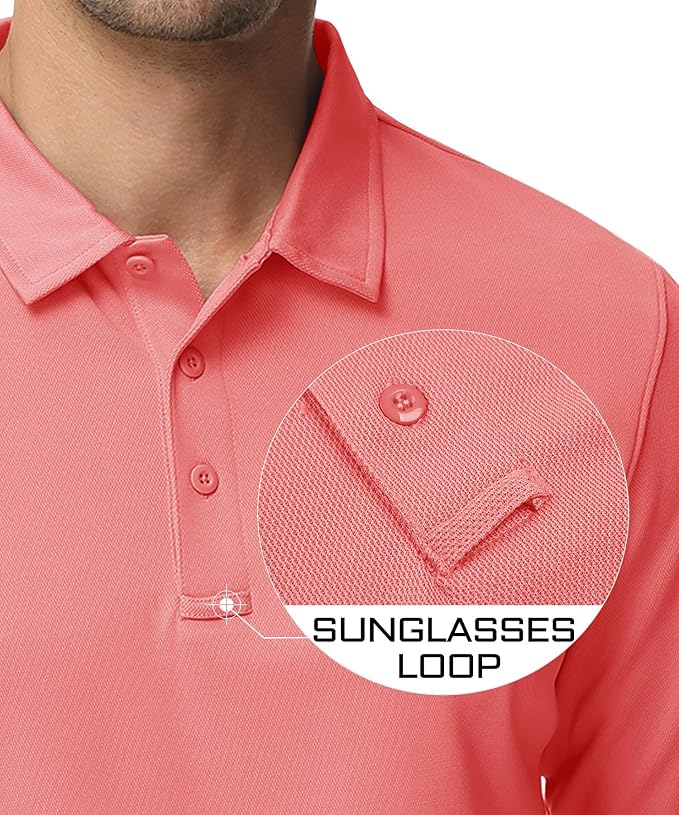 MAGCOMSEN Men's Polo Shirts 3 Button Quick Dry Performance Long Sleeve Tactical - Image 3