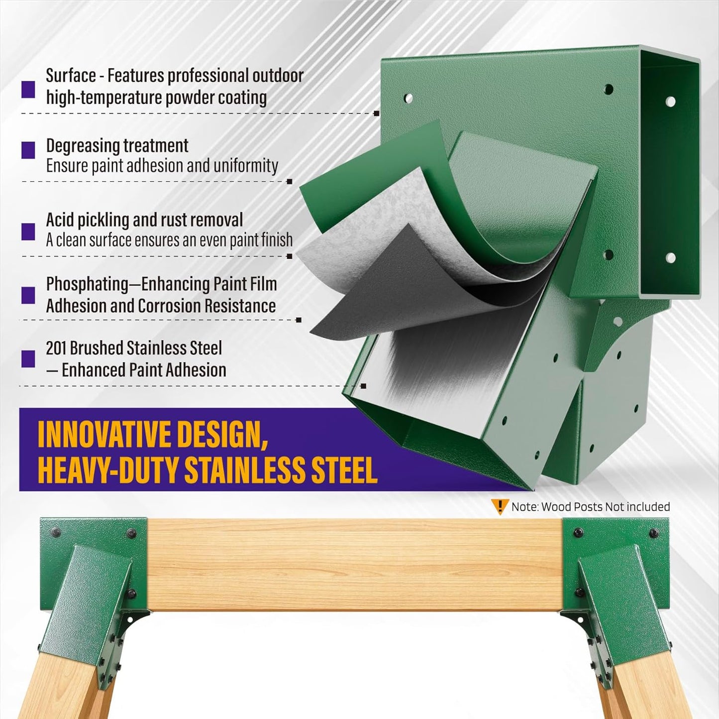 Hulave 2pcs A-Frame Swing Set Brackets, 201 Stainless Steel Swing Bracket Kit with Mounting Accessories(Green)