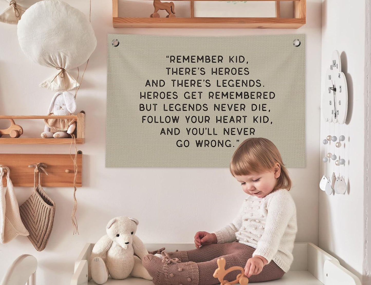 Inspirational Nursery Wall Decor, Boy Nursery Decor Canvas Banner, Motivational Hanging Banner Flag Wall Art Decor for Kids Boys Room Bedroom Playroom, 20x30 in