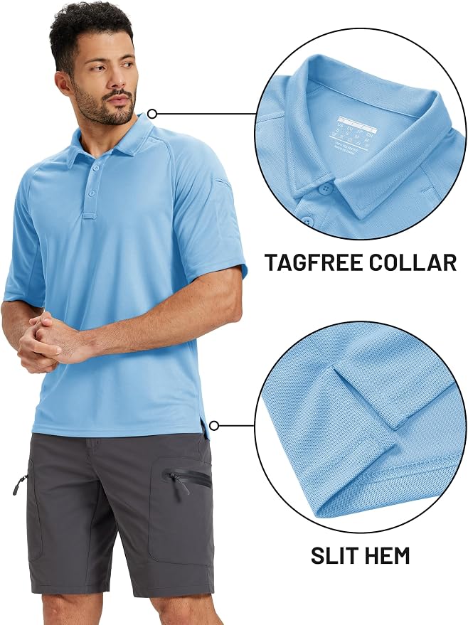 TACVASEN Men's Polo Shirts Short Sleeve Golf Polos Dry Fit UPF 50+ Performance - Image 3