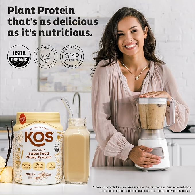 KOS Plant Based Protein Powder, Vanilla USDA Organic - Image 2