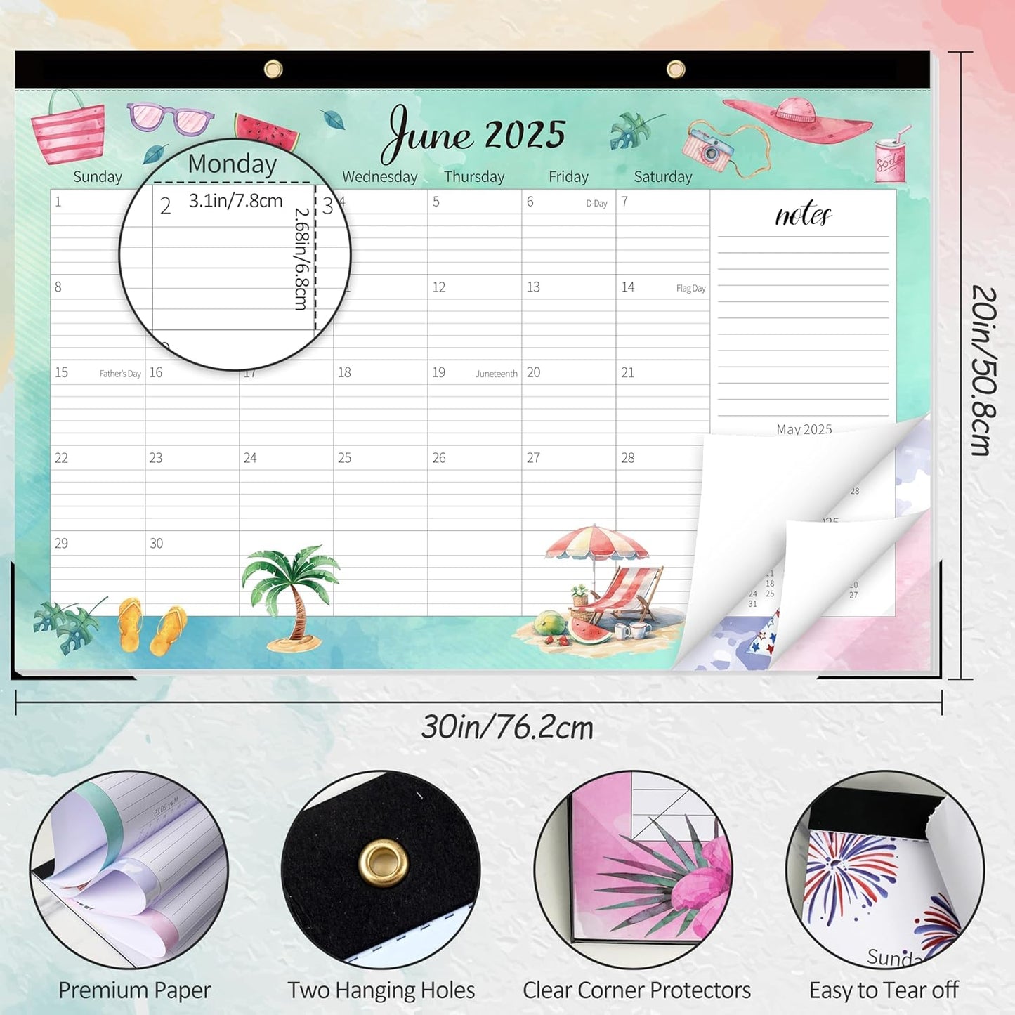 GuassLee Extra Large Desk Calendar 2025-2026 - 19 Months 20" x 30" Jumbo Desk Calendar from Jun. 2025 to Dec. 2026, Large Monthly Planner with Watercolor Design for Office School Home Organizing