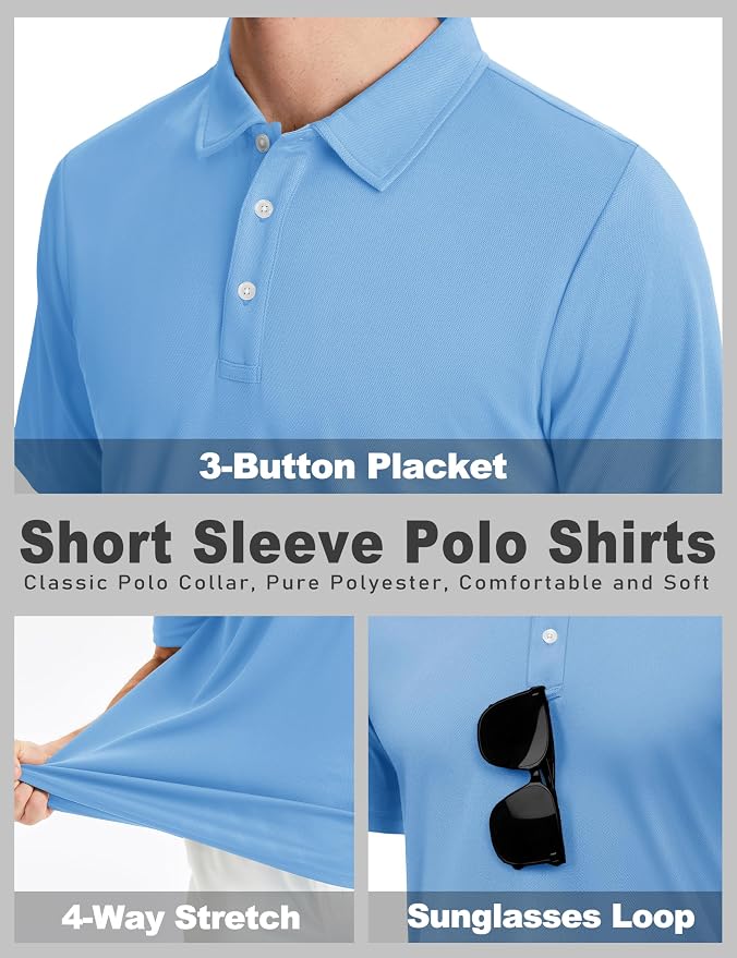 KEFITEVD Men's Polo Shirts Short Sleeve Moisture Wicking Dry Fit Performance - Image 4