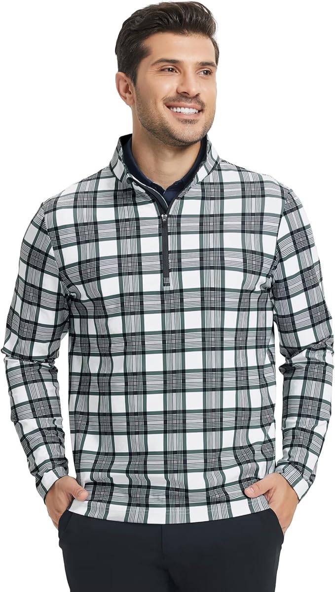 M MAELREG Quarter Zip Golf Pullover Men Dry Fit Long Sleeve Performance Wicking - Image 2