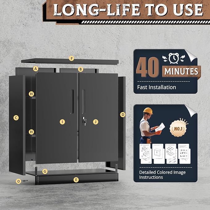 Incbruce 36” Metal Storage Cabinet, Locking Steel Storage Cabinet - Image 8