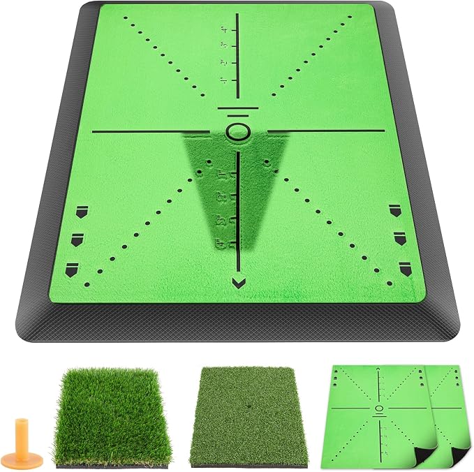 Golf Hitting Mat with Swing Path Tracer – Durable Golf Practice Mat by Safotad