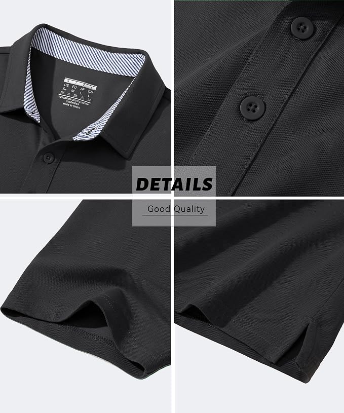 MAGCOMSEN Men's Polo Shirts Short Sleeve Cotton Pique 3 Button Classic Fit - Image 6