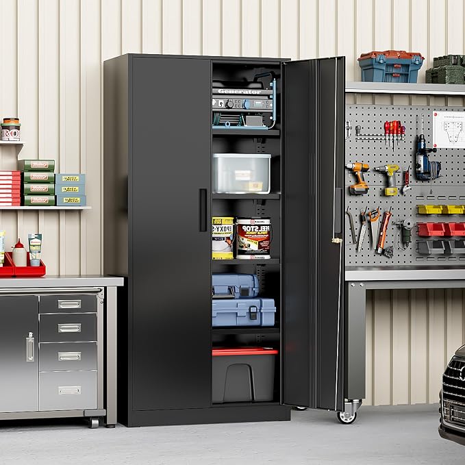 Greenvelly Metal Storage Cabinet, Lockable Garage Storage Cabinets - Image 7