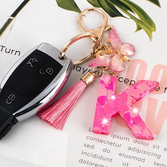 Suweibuke Colourful Cute Initial Letter Keychains - Image 3