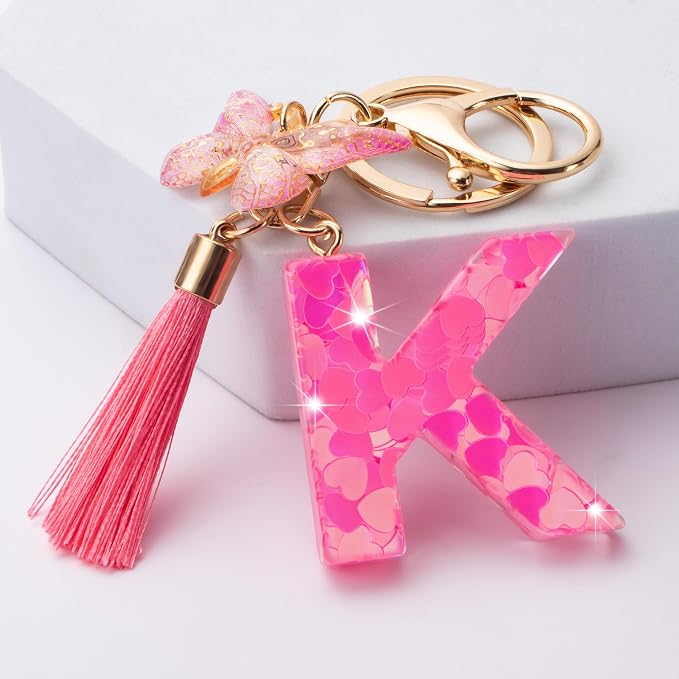 Suweibuke Colourful Cute Initial Letter Keychains - Image 2