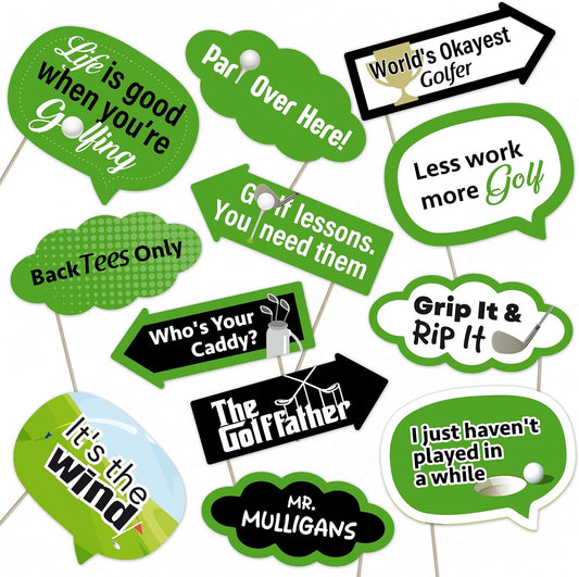 Golf Party Photo Booth Props Set – Fun Golf-Themed Decorations for Tournaments, Birthdays, and Retirement Parties (12)