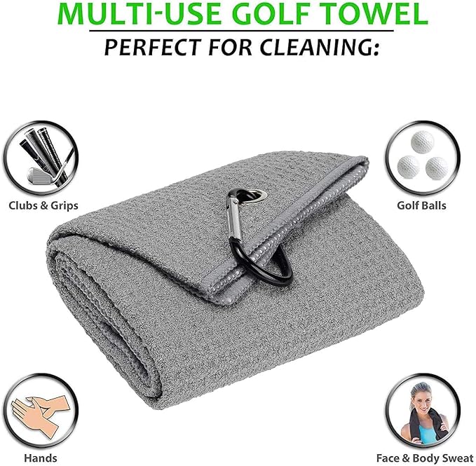 Golf Towels, Microfiber Waffle Pattern Tri-fold Golf Towel - Image 2