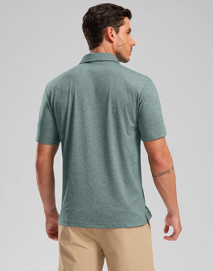 Golf Shirts Heather Polo Short Sleeve Dry Fit Lightweight Moisture Wicking - Image 3