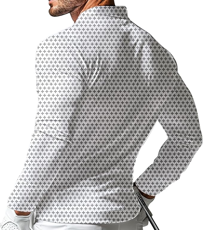 Men's Long Sleeve Golf Shirt Quick Dry 3 Button Work Fishing Outdoor Casual - Image 2