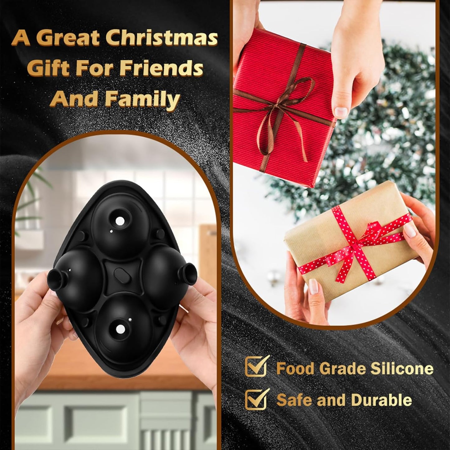 2 Pack Golf Ball Ice Cube Mold 2.1 Inch Large Silicone Golf Ball Ice Cube Molds Fun Shapes Craft Sphere Ice Molds Christmas Gifts for Men and Women Cocktails, Bourbon, Brandy, Whiskey(2, Golf Ball)