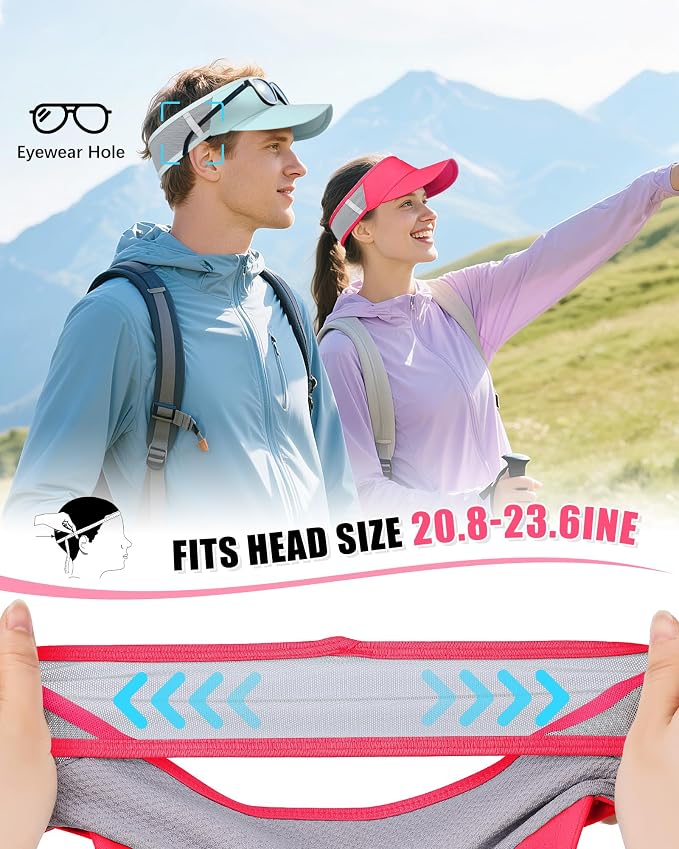 Sports Sun Visor Hats for Women Men Lightweight Breathable Cooling Stretchy - Image 6