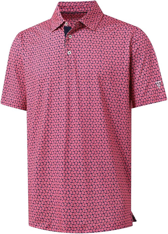 M MAELREG Mens Golf Shirt Short Sleeve Dry Fit Print Moisture Wicking by MAELREG