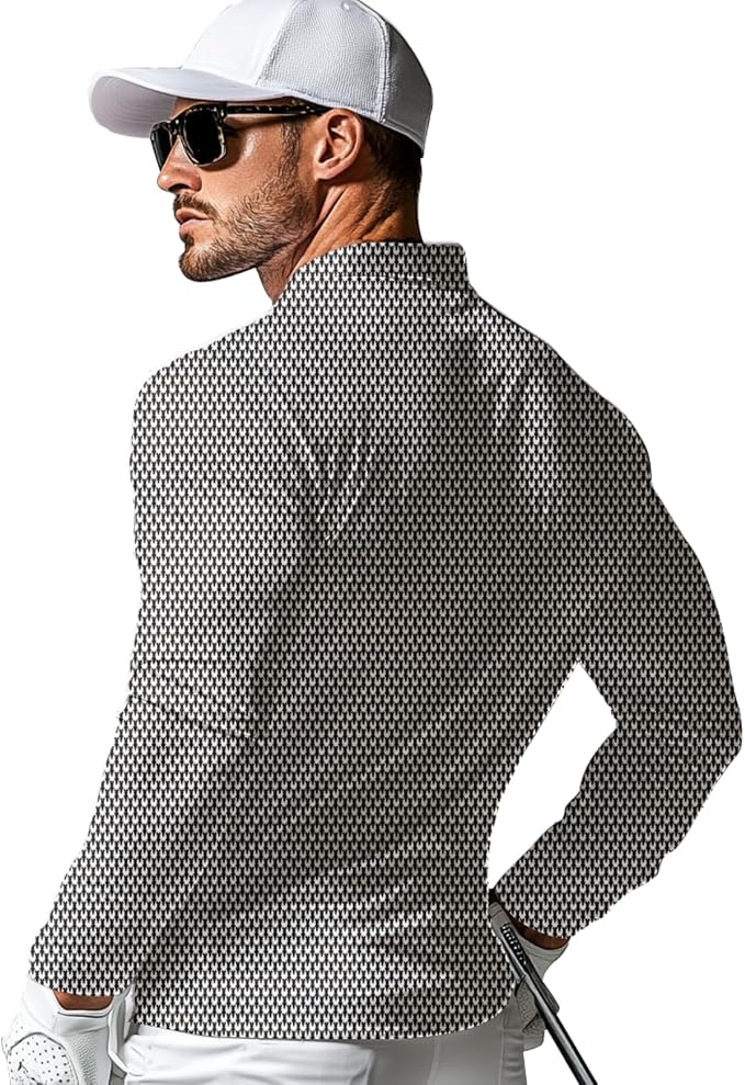 Men's Long Sleeve Golf Shirt Quick Dry 3 Button Work Fishing Outdoor Casual - Image 2
