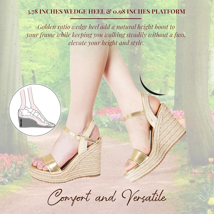 mikarka Women's Espadrille Wedge Sandals: Ankle Strap Platform Open Toe Wedges - Image 6