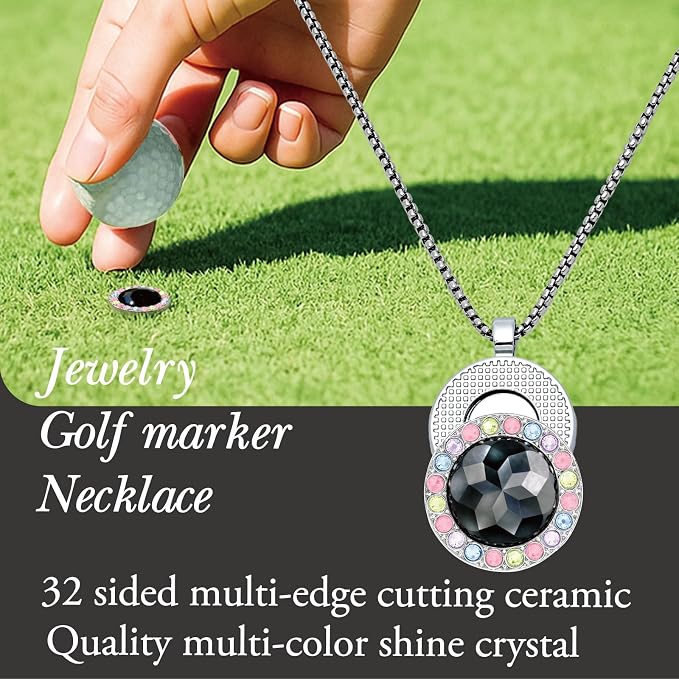 Golf Ball Marker with Ceramic Crystal Ball Marker Necklace Gifts Accessories - Image 3
