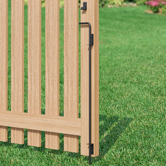 36" Heavy Duty Cane Bolt Gate Drop Rod, Extra Thick Gate Ground Latch Hardware for Wood PVC Vinyl Metal Fences Gates, Wrought Iron Doors Stopper Gate Latches, Black Finish, 1 Pack