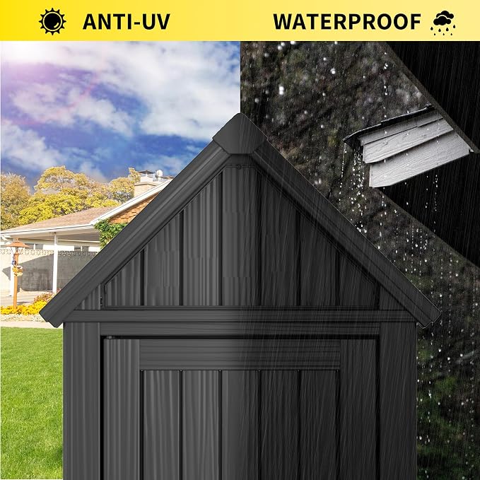 Fancyango Outdoor Resin Storage Shed, Upgrade Sturdy Storage Cabinet - Image 9