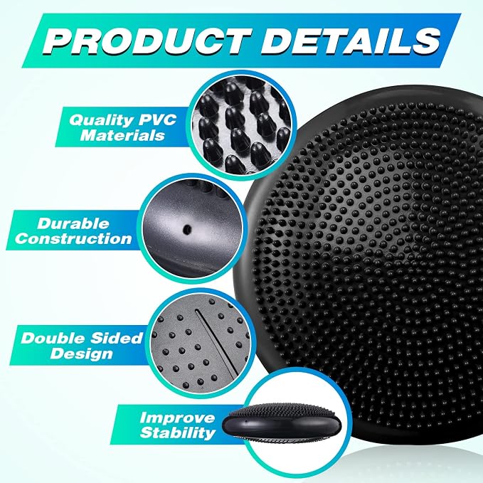 Leitee 10 Pcs Inflated Wobble Cushion Wiggle Seat Balance Disc - Image 3