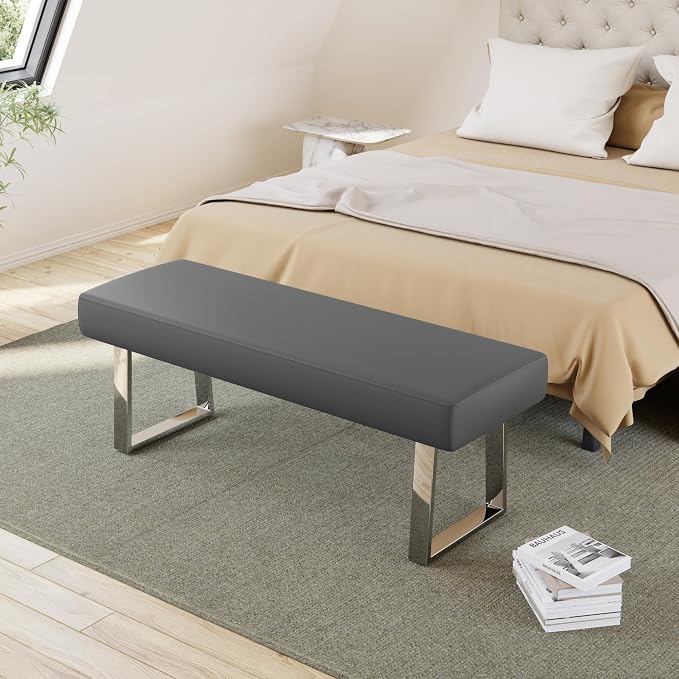 JIEXI Bedroom Bench Bed end upholstered Bench Indoor Corner Small Bench - Image 4