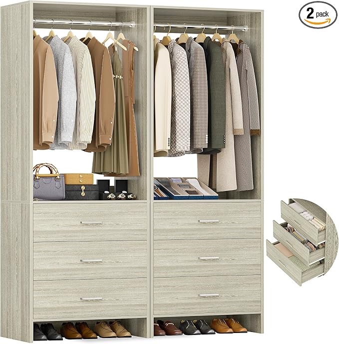 Aheaplus Closet System Closet Organizer, Wood Closet Organizer System, Walk-in by Aheaplus