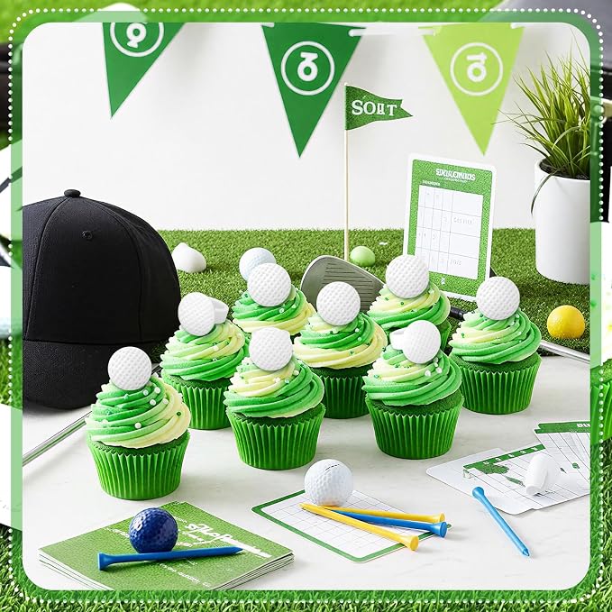 Honeydak 48 Pcs Golf Sport Cupcake Rings Toppers Decoration Sport Ball Theme - Image 4