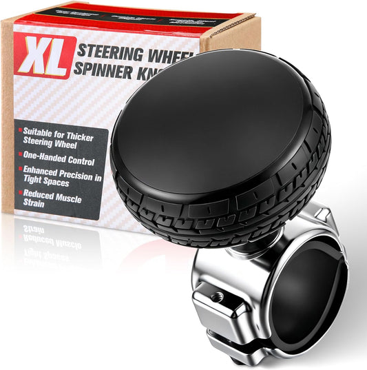 1 Pack Large Steering Wheel Knob Spinners, Vehicle Steering Wheel Spinner Ball Durable Suicide Knob for Car, SUV, Trucks, Tractors, Boat etc (Black)