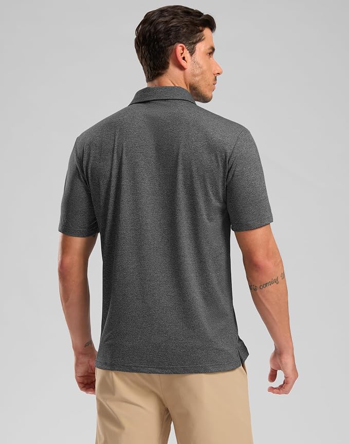 Golf Shirts Heather Polo Short Sleeve Dry Fit Lightweight Moisture Wicking - Image 3
