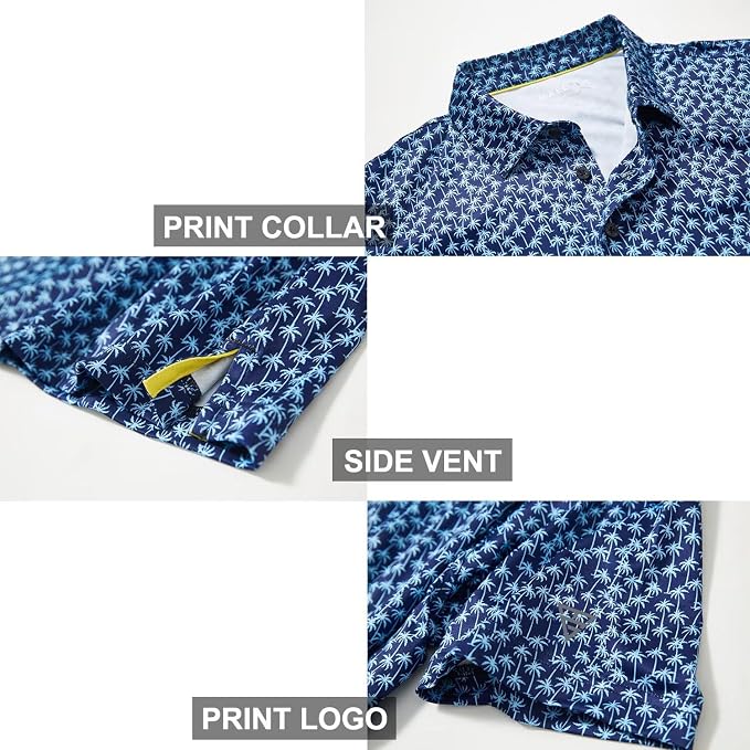 Golf Shirts for Men Dry Fit Short Sleeve Print Performance Moisture Wicking - Image 4