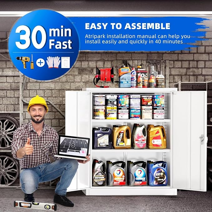 INTERGREAT Metal Garage Storage Cabinet, Small Steel Cabinet - Image 4