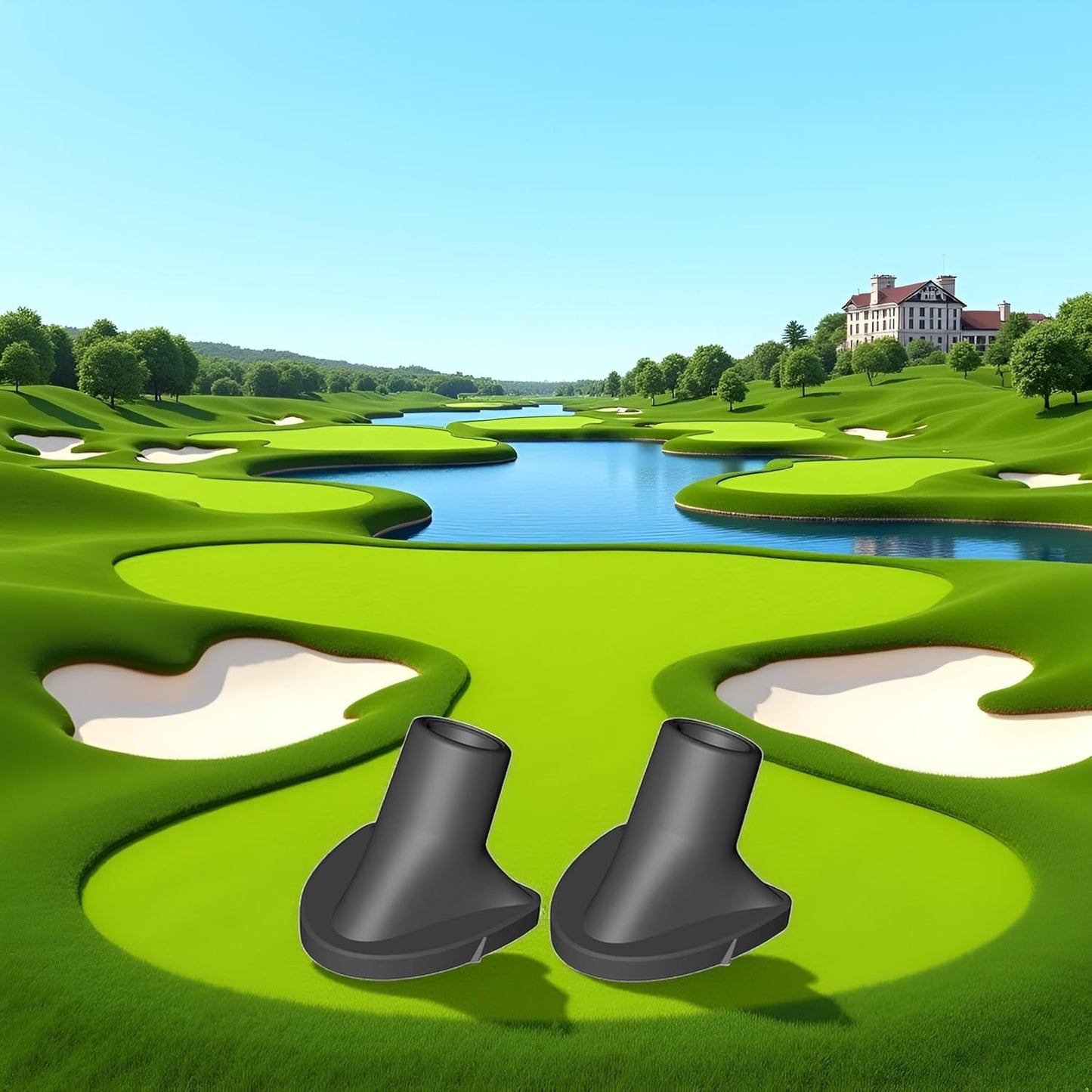 2 Pcs Black Golf Bag Stand Feet Replacement, Wear-Resistent Golf Bag Rubber Feet Replacement, Necessary Golf Club Bag Accessories Strong Grip, Easy to Install, Golf Club Bag Accessories