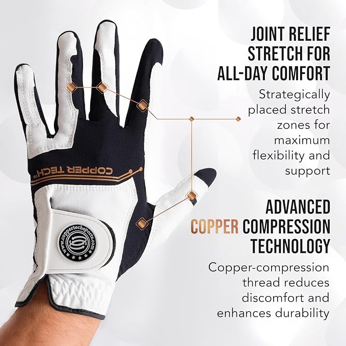 Copper Tech Golf Gloves Men Right Handed Golfer Or Left Handed Golfer | Copper - Image 2