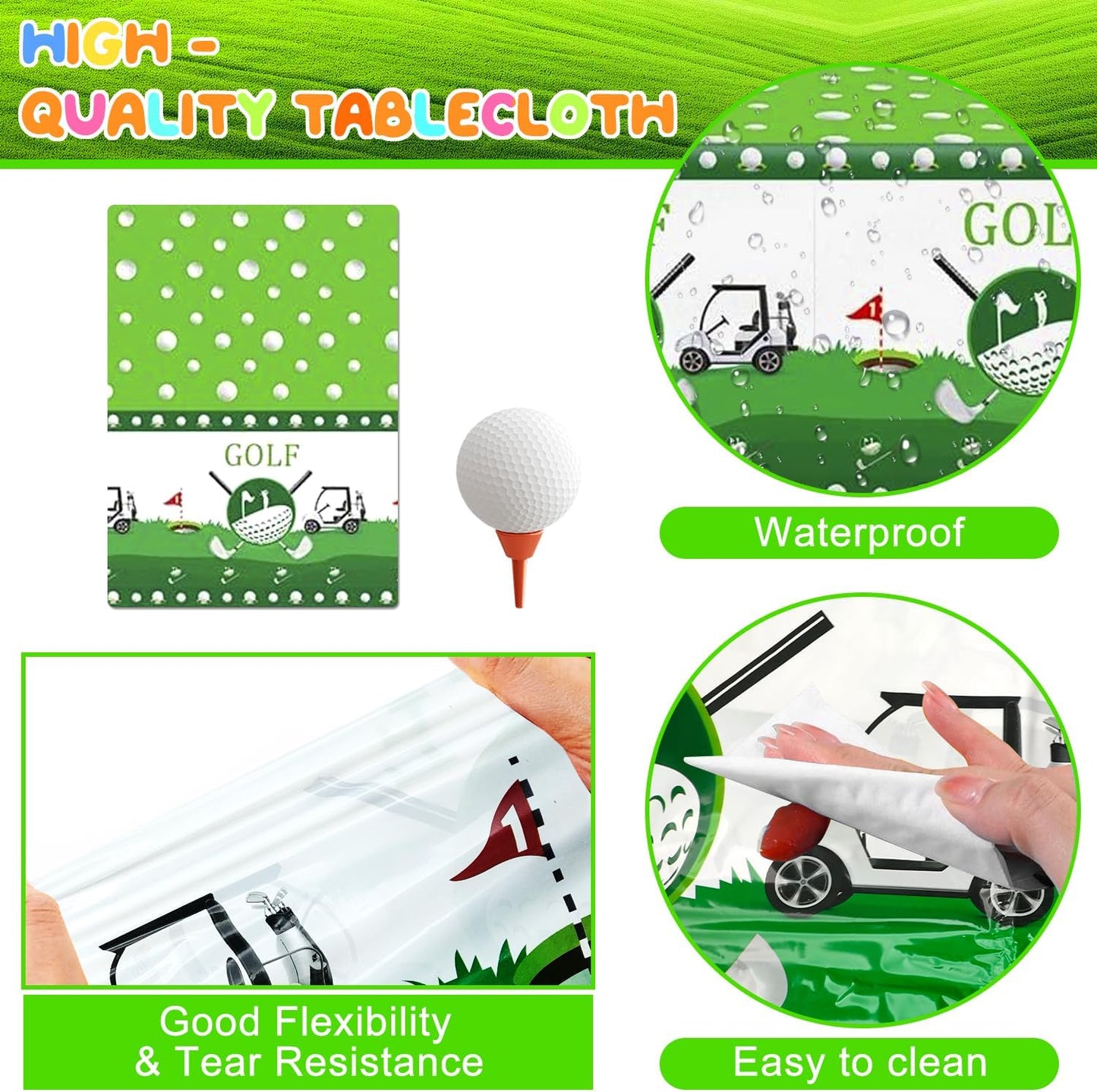 159pcs Golf Birthday Party Decorations Supplies, 16 Guests Golf Party Tableware Set Golf Birthday Banner Balloons Sport Party Plates Napkin Tablecloth etc