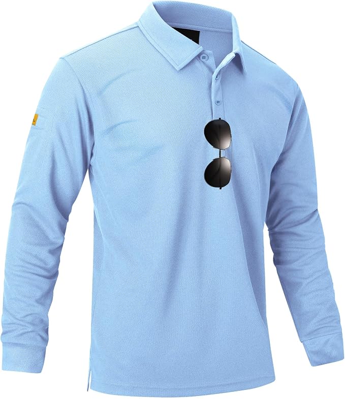 Men's Long Sleeve Polo Shirts 3 Button Down by ZITY